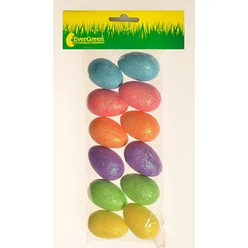 Velikonoční dekorace H+H Vajíčka s glitrem x 12 ks, výška 4 cm 380208 Nové zboží