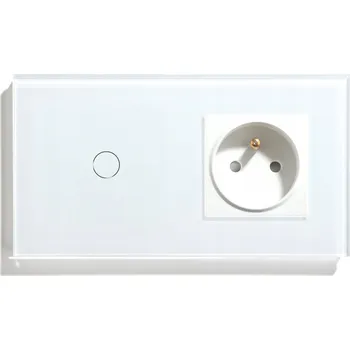 vypínač JEDNODUCHÝ DOTYKOVÝ SPÍNAČ 1K WIFI SE ZÁSUVKOU, SKLENĚNÝ SPÍNAČ