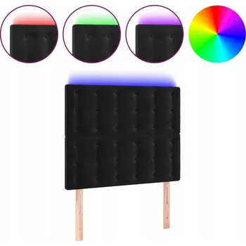 Černé LED čelo postele samet 90x5x118 cm