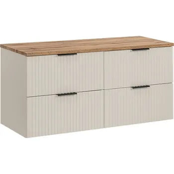 Policová skříň Závěsná skříňka Adele Cashmere s deskou 120 cm kašmírová/dub wotan