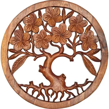 Dekorativní dřevěný panel na stěnu Strom Života Frangipani 40 cm