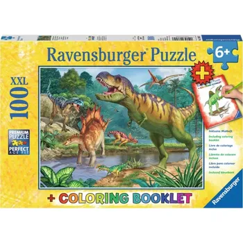Puzzle Puzzle pravěký svět dinosaurů XXL 100 dílků + omalovánky RAVENSBURGER