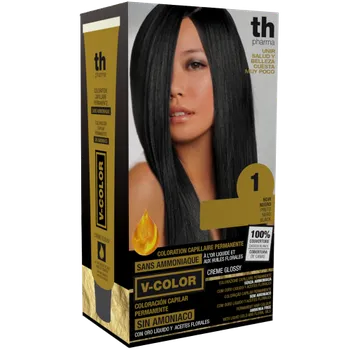 Barva na vlasy TH Pharma Barva na vlasy V-color č. 1 (černá)- domácí sada+ šampon a maska zdarma