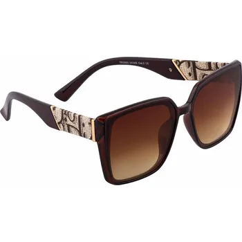 Dámské sluneční brýle s psaným motivem na kožence - hnědé, 9001987-1, Tr2553