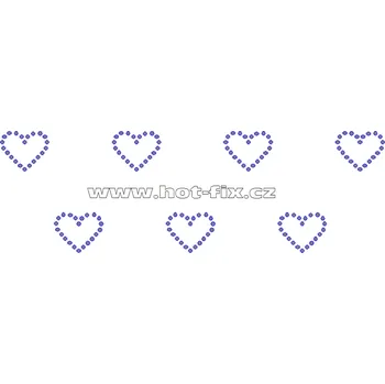 SB002 (sada 7ks) - srdíčka hot-fix nažehlovací kamínková aplikace na textil, celkové rozměry cca 17,3x5,5cm barva: broušené kameny barva 101/N Crystal /stříbrná