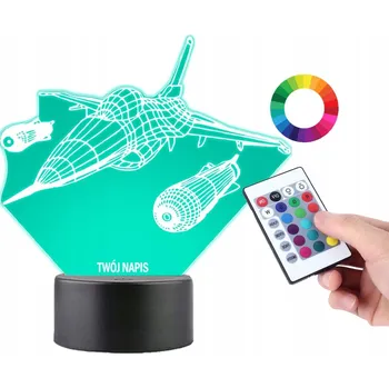 Lampička LAMPičKA na SKLE Stíhačka Letadlo 3D LED RGB + DÁLKOVÝ OVLADAČ 16 BAREV