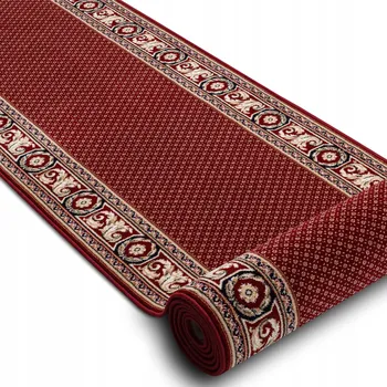 Koberec BĚHOUN VLNĚNÝ 80 cm RÁMEČEK ORNAMENT bordó KLASIKA TRADICE ^*Q4004