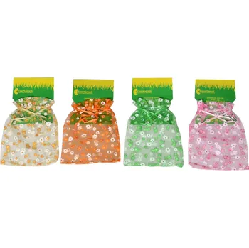 Velikonoční dekorace H+H Sáček na výslužku, tyl dekorovaný květinkami, rozměr 14 x 20 cm 380746-4M Nové zboží