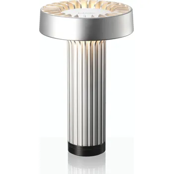 Lampička Ambientec Fotica Silver, přenosná lampička ze stříbrného hliníku, LED 1800-2500K dotykové stmívání, Ø13x20,5cm, IP66