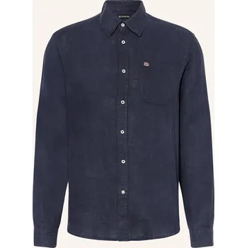 Pánská košile Napapijri Pánská Lněná Košile G-Linen Ls Regular Fit, tmavě...