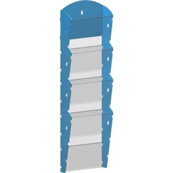 Nástěnný plastový zásobník na prospekty - 1 x 4 A5, modrý