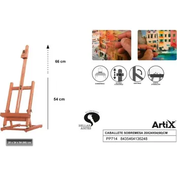 Malířský stojan Artix Stojan malířský dřevěný stolní 20x24x54/66cm