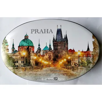 Bonboniéra Bonboniéra B&S 125 g PRAHA oválná plechová dóza (italské pralinky s lískooříškovým krémem)