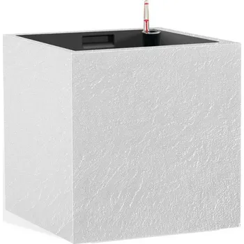 Flower Lover Samozavlažovací květináč Cubico Stone bílá, 27 cm