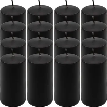 Svíčka Sada sloupových svíček, 10 cm, Ø 5 cm, černá, 16 ks