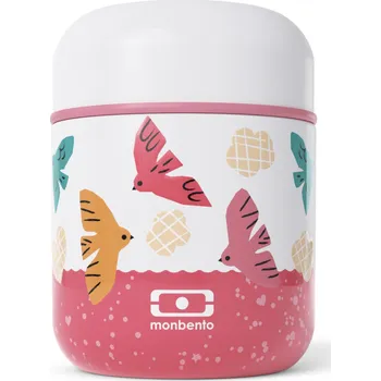 Monbento Capsule dětský termobox na jídlo 0,28 l, pink birds, 25334121
