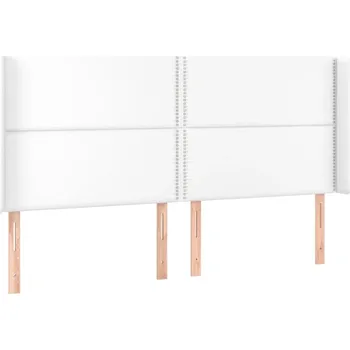 Čelo postele s ušima bílé 203x16x118/128 cm