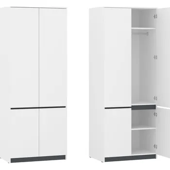 Šatní skříň Slevadoma Šatní skříň "NEW SYSTEM" Barva: bílá + antracit pruhy