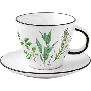 Porcelánový šálek s podšálkem Herbarium 250 ml, Easy Life