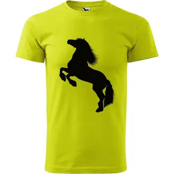 Pánské oblečení DOBRÝ TRIKO Pánské tričko s potiskem Kůň Velikost: XL, Barva: Limetková