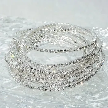 Náramek elastický štrasový společenský náramek Mori Barva: Stříbrná