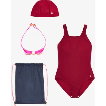 DECATHLON Dívčí plavecká sada: plavky, brýle, čepice a taška 100 5-6 LET FIALOVÁ|MODRÁ