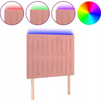Čelo postele LED sametové růžové 90x5x118 cm