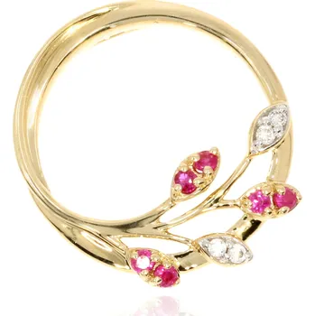 Přívěsek Zlatnictví Helios Zlatý přívěsek zdobený okvětními lístky s Rubíny