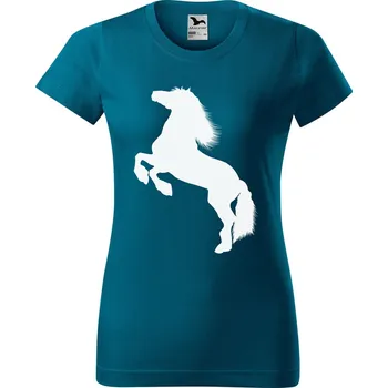 Dámské tričko DOBRÝ TRIKO Dámské tričko s potiskem Kůň Barva: Petrolejová, Velikost: M