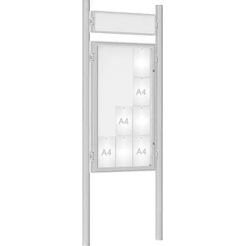 Informační tabulka Venkovní vitrína model 1000 12 x A4, elox, včetně sloupků a záhlaví + doprava zdarma