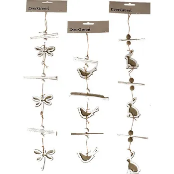 Velikonoční dekorace H+H Ozdoba závěsná dřevěná, délka 45 cm 385040-3M Nové zboží
