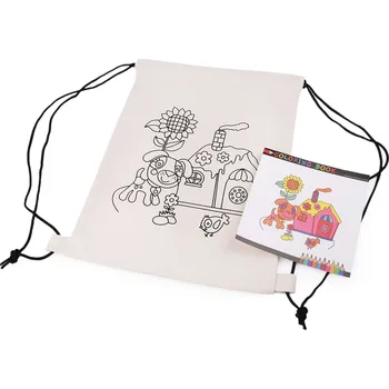 Školní sáček Bavlněný pytlík / vak na přezůvky k domalování 27x35 cm Varianta: 3 režná světlá pejsek, Balení: 1 ks