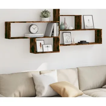 police vidaXL Nástěnná police 167,5 x 18 x 68 cm kompozitní dřevo [853324] Barva: kouřový dub