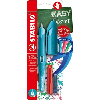 Ergonomické plnicí pero pro praváky Stabilo s bombičkou, hrot M, modré