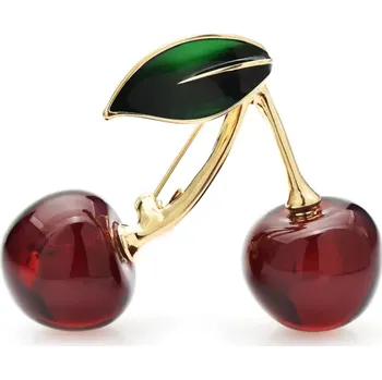 Brož B-TOP Pozlacená ovocná brož Cherry