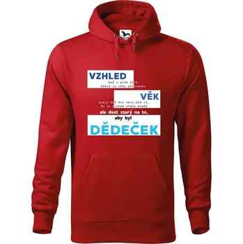 Pánská mikina DOBRÝ TRIKO Pánská mikina s potiskem Dědeček vzhled Velikost pánské mikiny: L, Barva: Červená