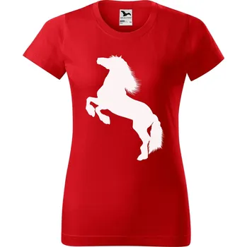 Dámské tričko DOBRÝ TRIKO Dámské tričko s potiskem Kůň Barva: Červená, Velikost: 2XL