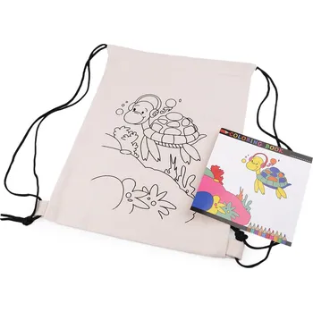 Bavlněný pytlík / vak na přezůvky k domalování 27x35 cm Varianta: 4 režná světlá želva, Balení: 1 ks