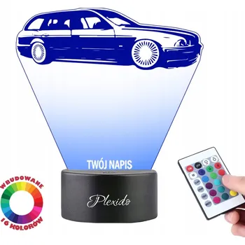 Lampička LAMPičKA na SKLE Statuetka BMW E39 M POWER 3D LED RGB + DÁLKOVÝ OVLADAČ 16 BAREV