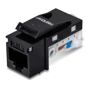 Síťový konektor TRENDnet Keystone konektor RJ45 kat. 6, černý, nestíněný, 180°, montáž bez nástrojů, 25ks (TC-K25C6BK) - 21.22.1510