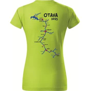 Dámské oblečení DOBRÝ TRIKO Dámské vodácké tričko s potiskem Otava Barva: Limetková, Velikost: 2XL