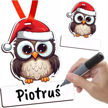 Přívěsek Přívěsek na balíček s názvem dárek na Mikulášské Vánoce pro děti SOVA eko