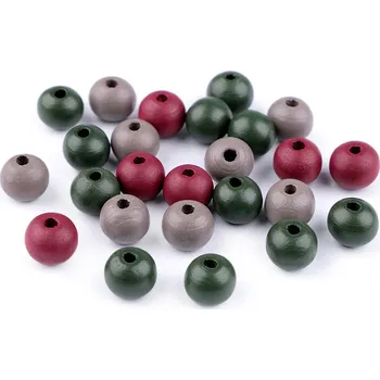 Korálek Dřevěné korálky Ø10 mm Varianta: 46 zelená khaki tmavá, Balení: 20 g