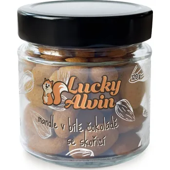 Dražované mandle v bílé čokoládě se skořicí, 120 g