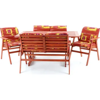 Zahradní sestava Zahradní nábytek Monroo 1+2+2 s polstry (Zahradní nábytek z dřeviny meranti)