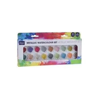 Vodová barva Barvy vodové metalické 18 barev + 2 štětce,rychlé dodání