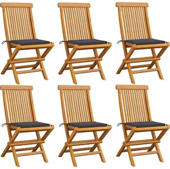 vidaXL Zahradní židle s mi poduškami 6 ks masivní teak [3065597] Barva: antracitová