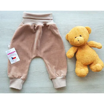 AMÁLKA Plyšové rostoucí kalhoty, hnědé latté Velikost: 74