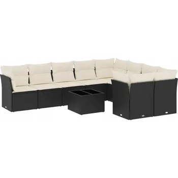 Sedací souprava Ratanová sedací souprava černá, 62x62x69 cm, krémová