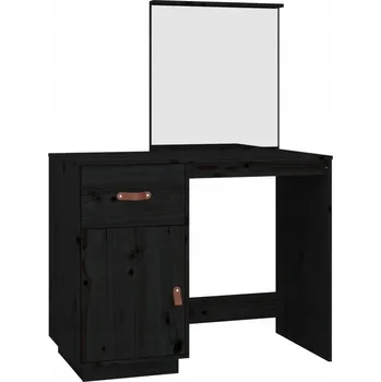 Toaletní stolek Toaletní Stolek se zrcadlem Masivní borovicové dřevo 95x50x134 cm, černý